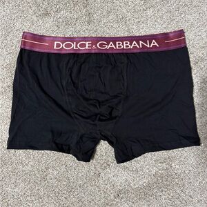 Dolce & Gabbana Black Boxer Briefs with Burgundy Waistband